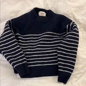 Wilfred Striped Knit Sweater in Navy and White